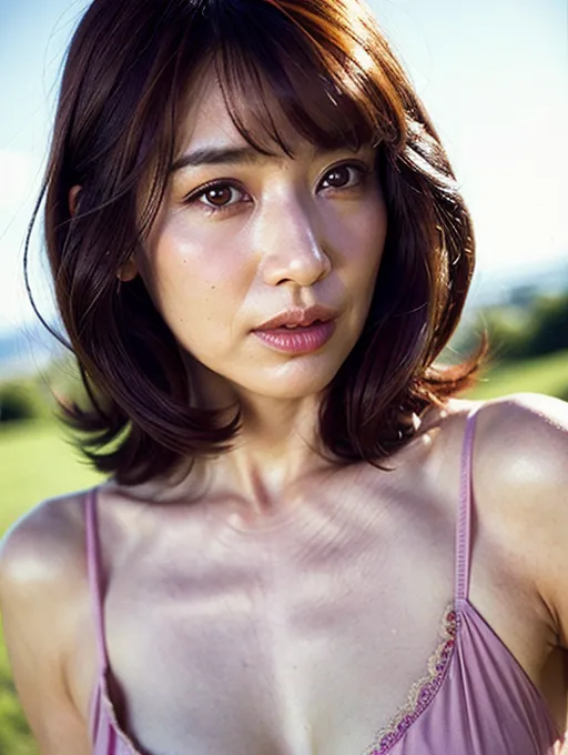 夏の昼下がりを散歩している熟女